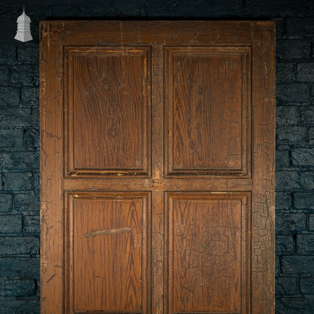 Pitch Pine 6-Panel Door, Distressed White Paint and Faux Woodgrain