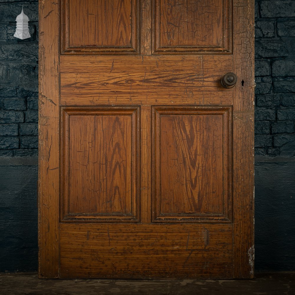 Pitch Pine 6-Panel Door, Distressed White Paint and Faux Woodgrain