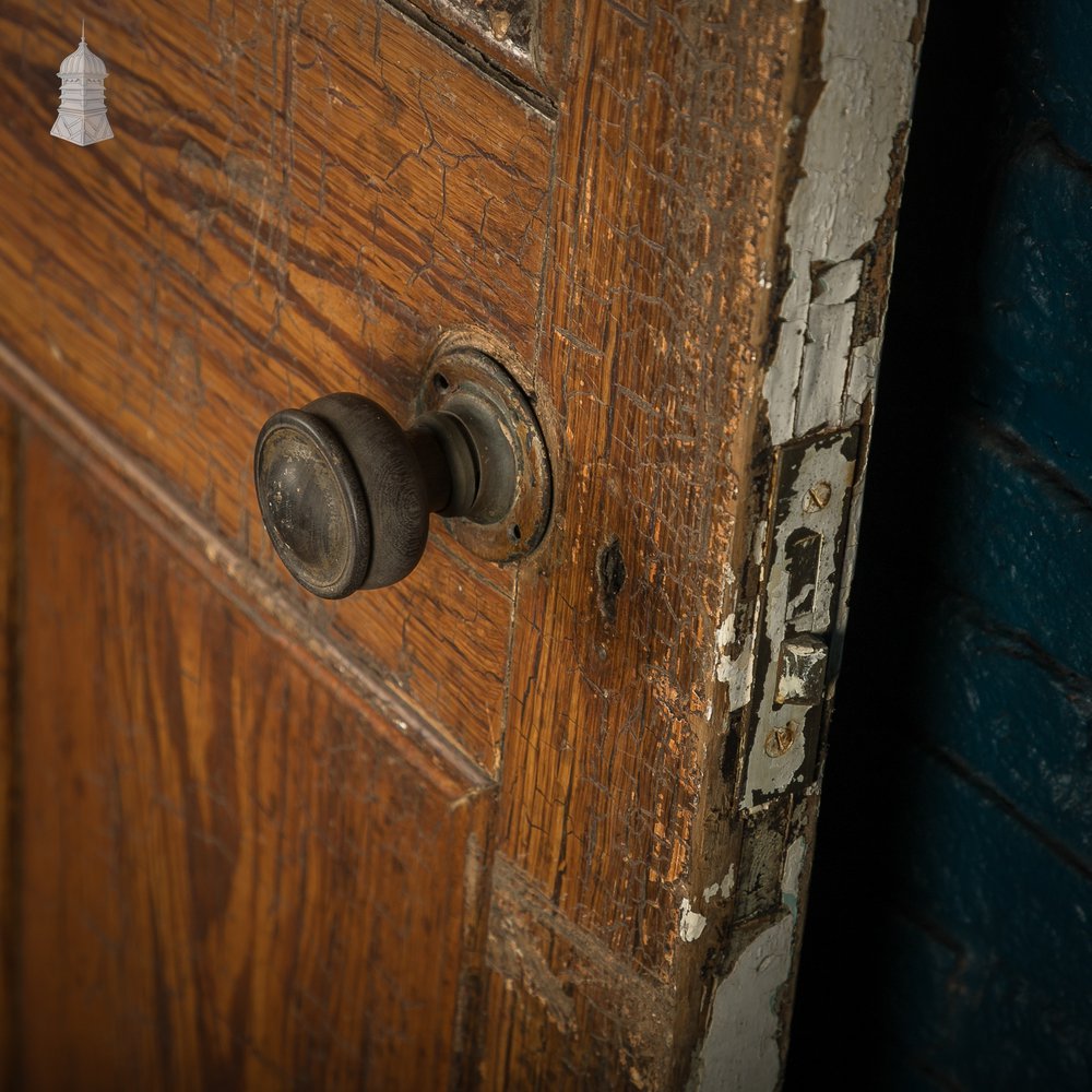 Pitch Pine 6-Panel Door, Distressed White Paint and Faux Woodgrain