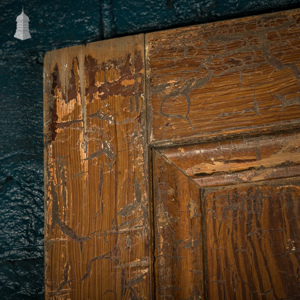 Pitch Pine 6-Panel Door, Distressed White Paint and Faux Woodgrain