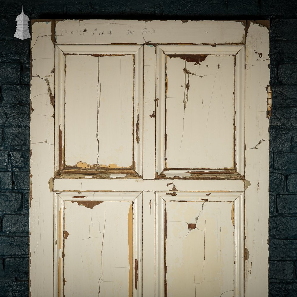 Pitch Pine 6-Panel Door, Distressed White Paint and Faux Woodgrain