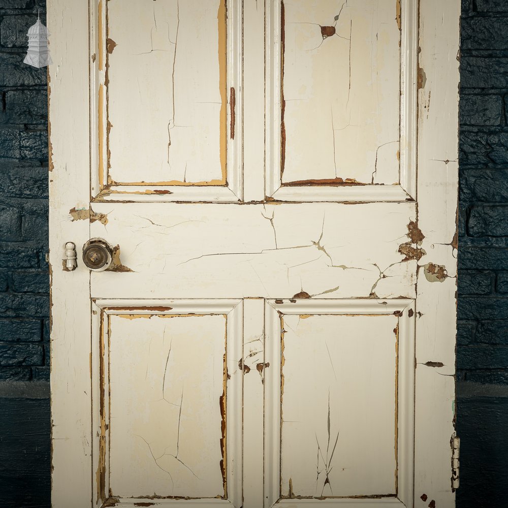Pitch Pine 6-Panel Door, Distressed White Paint and Faux Woodgrain