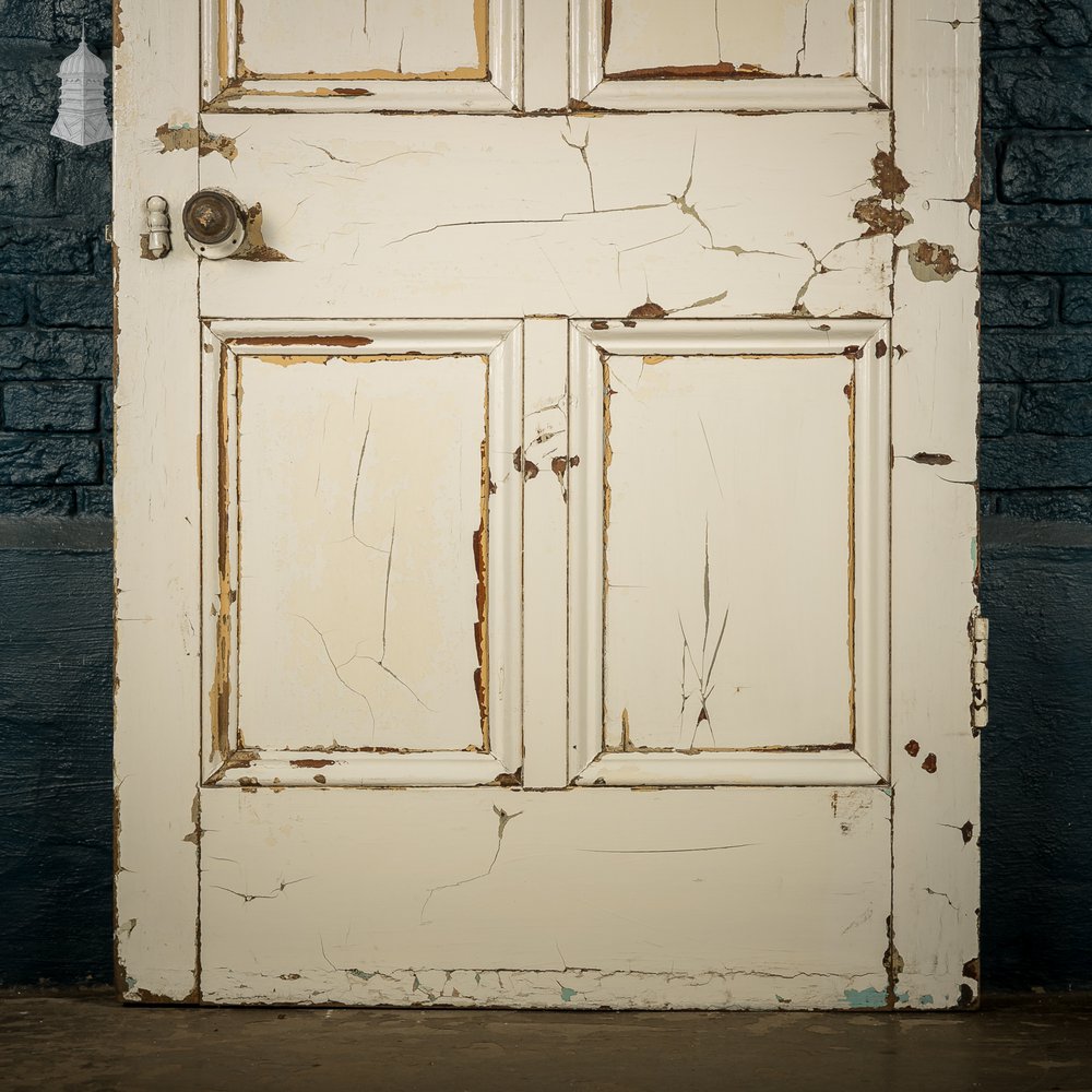 Pitch Pine 6-Panel Door, Distressed White Paint and Faux Woodgrain