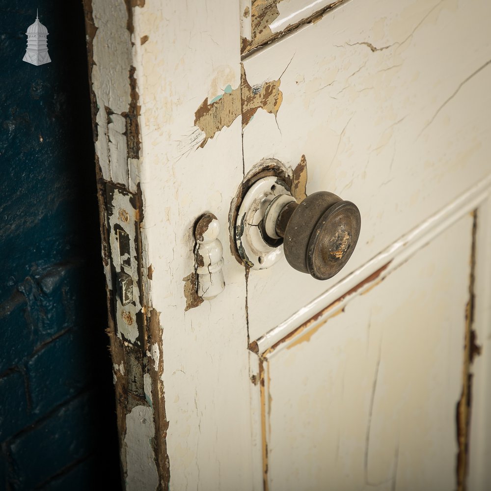 Pitch Pine 6-Panel Door, Distressed White Paint and Faux Woodgrain