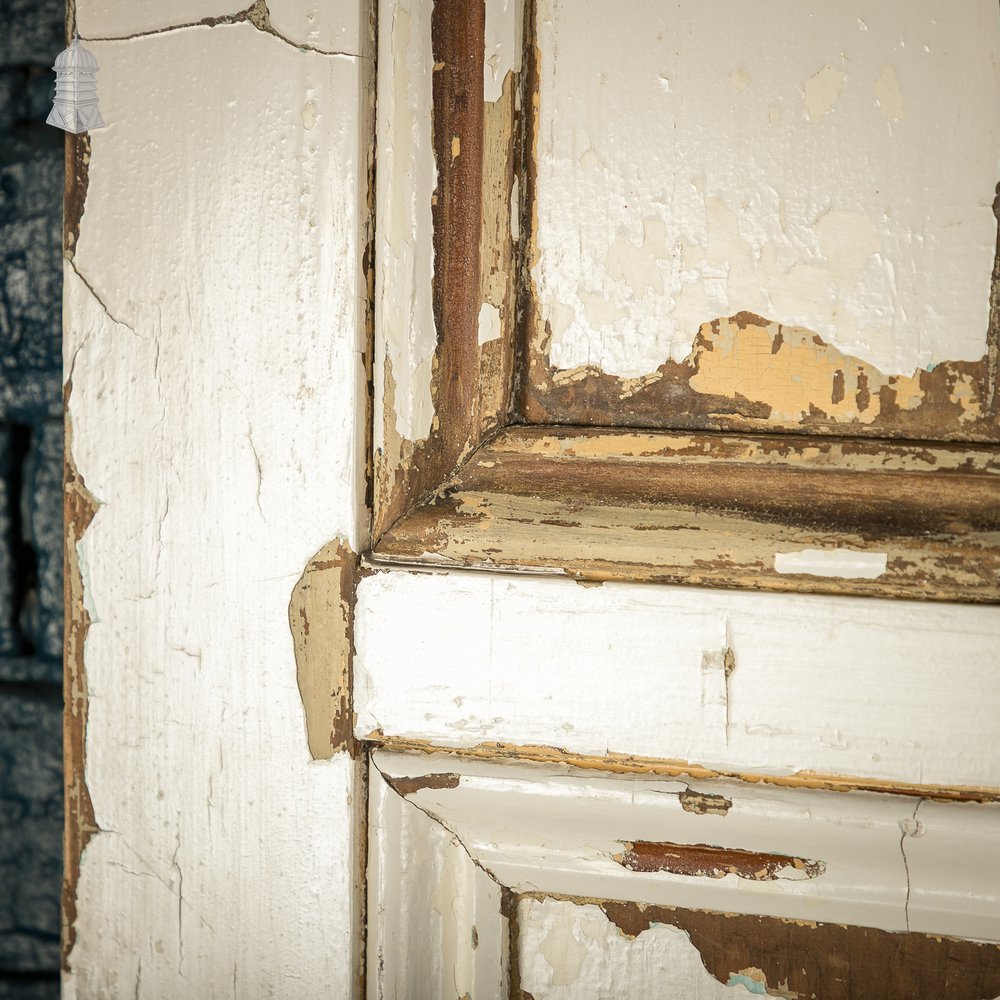 Pitch Pine 6-Panel Door, Distressed White Paint and Faux Woodgrain