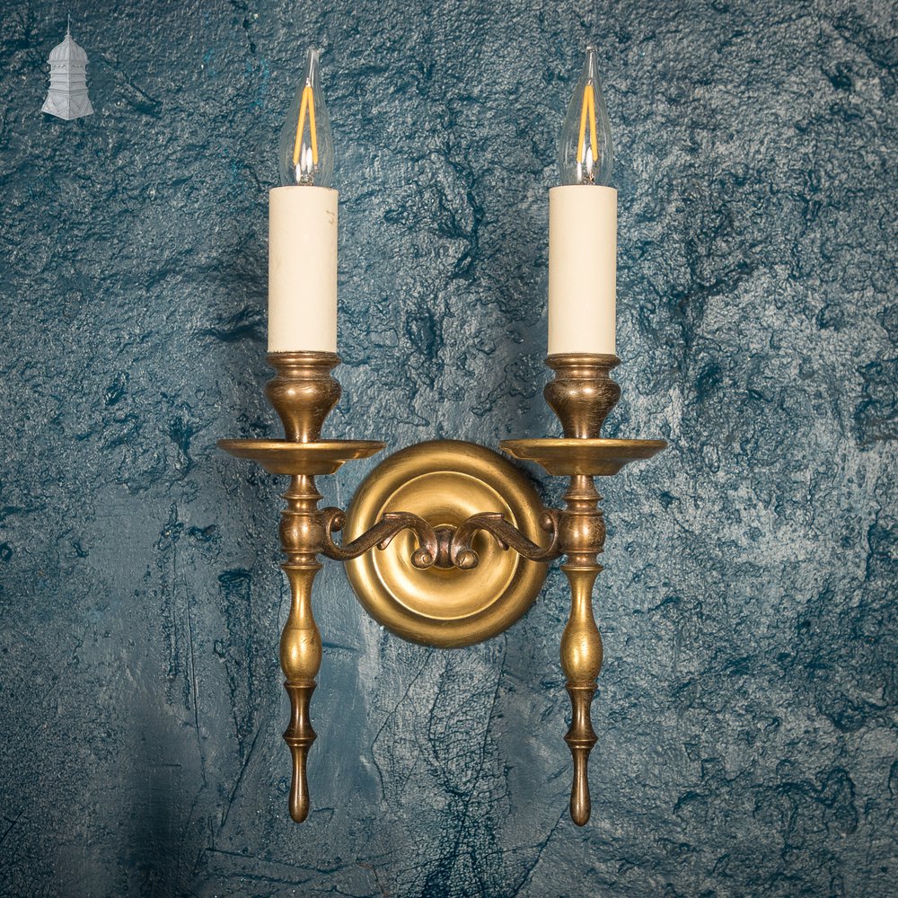 Double-arm Wall Sconces, Pair of Antique Wall Lights