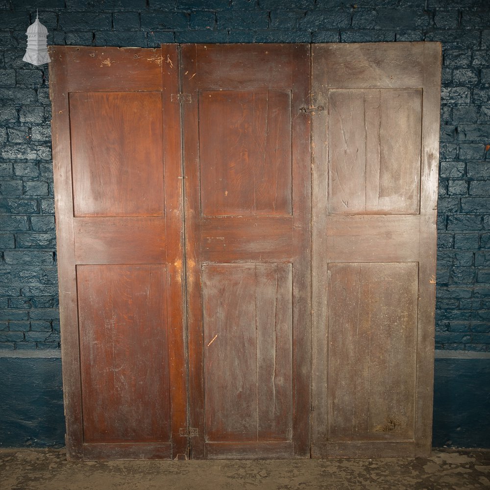 Tri-Fold Wooden Shutters, Two-Panel Design, Rustic Room Divider