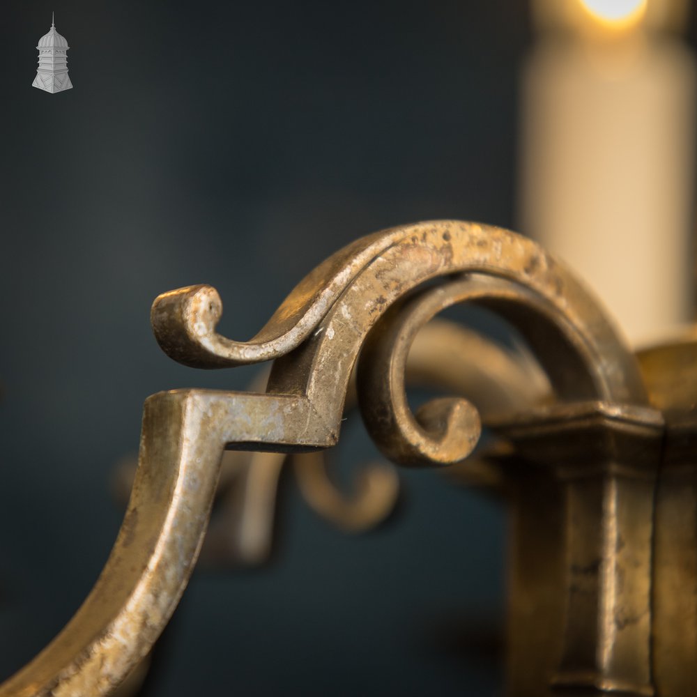 Antique Brass Six Light Candle Chandelier