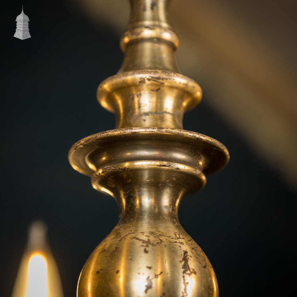 Antique Brass Six Light Candle Chandelier