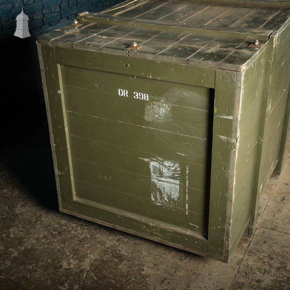 Large Green Painted Aircraft Parts Shipping Crate Reclaimed From a Norfolk RAF Base