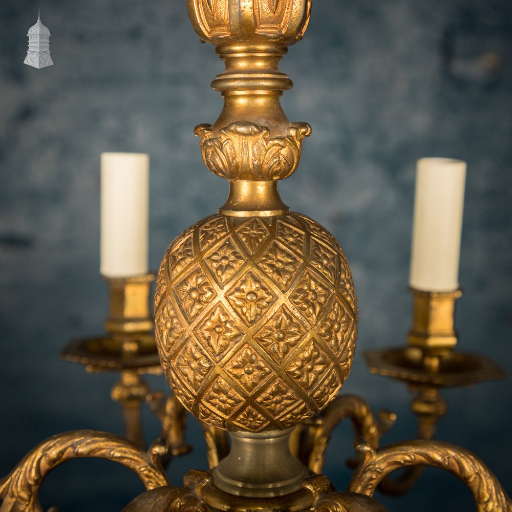 Antique Brass Twelve Light Candle Chandelier