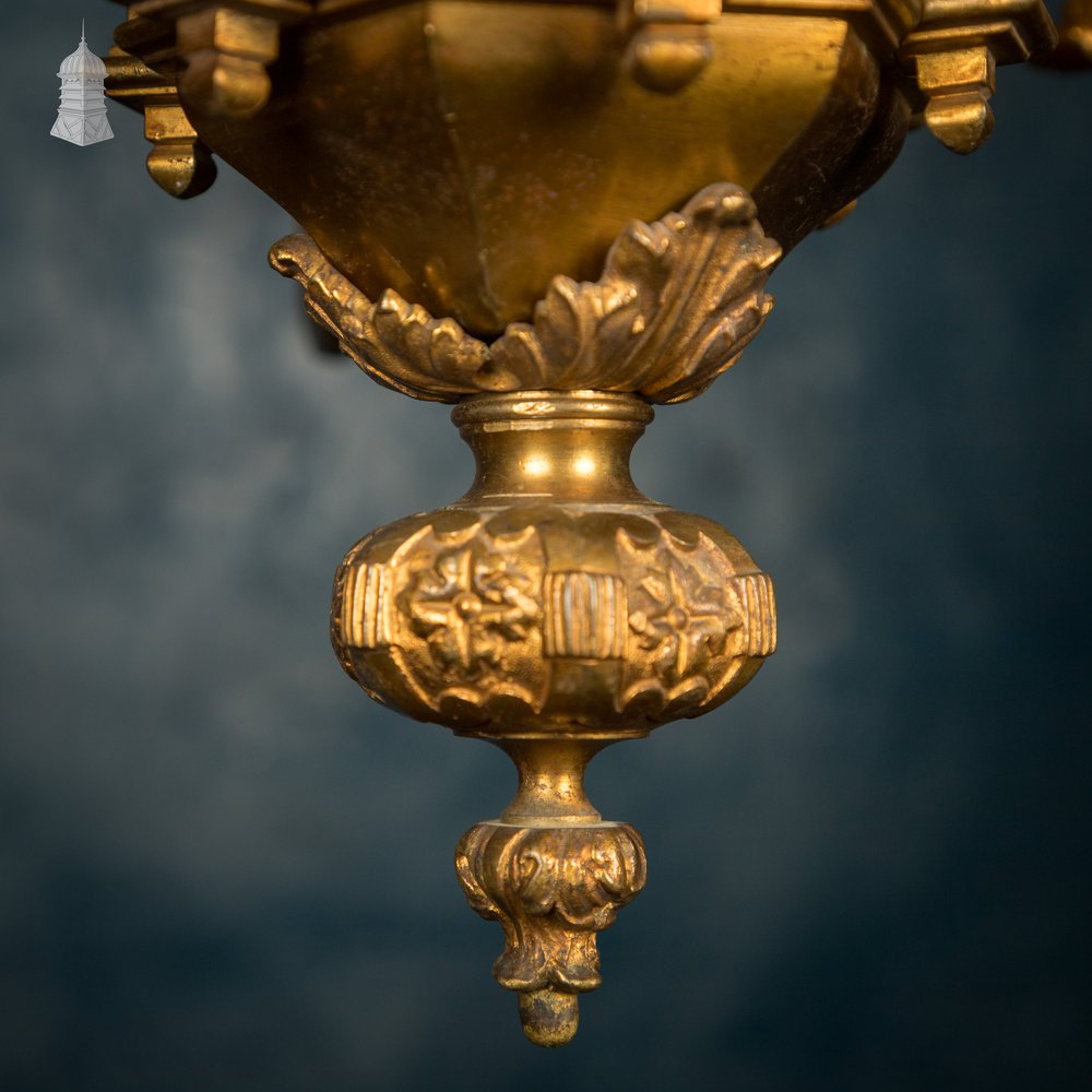 Antique Brass Twelve Light Candle Chandelier