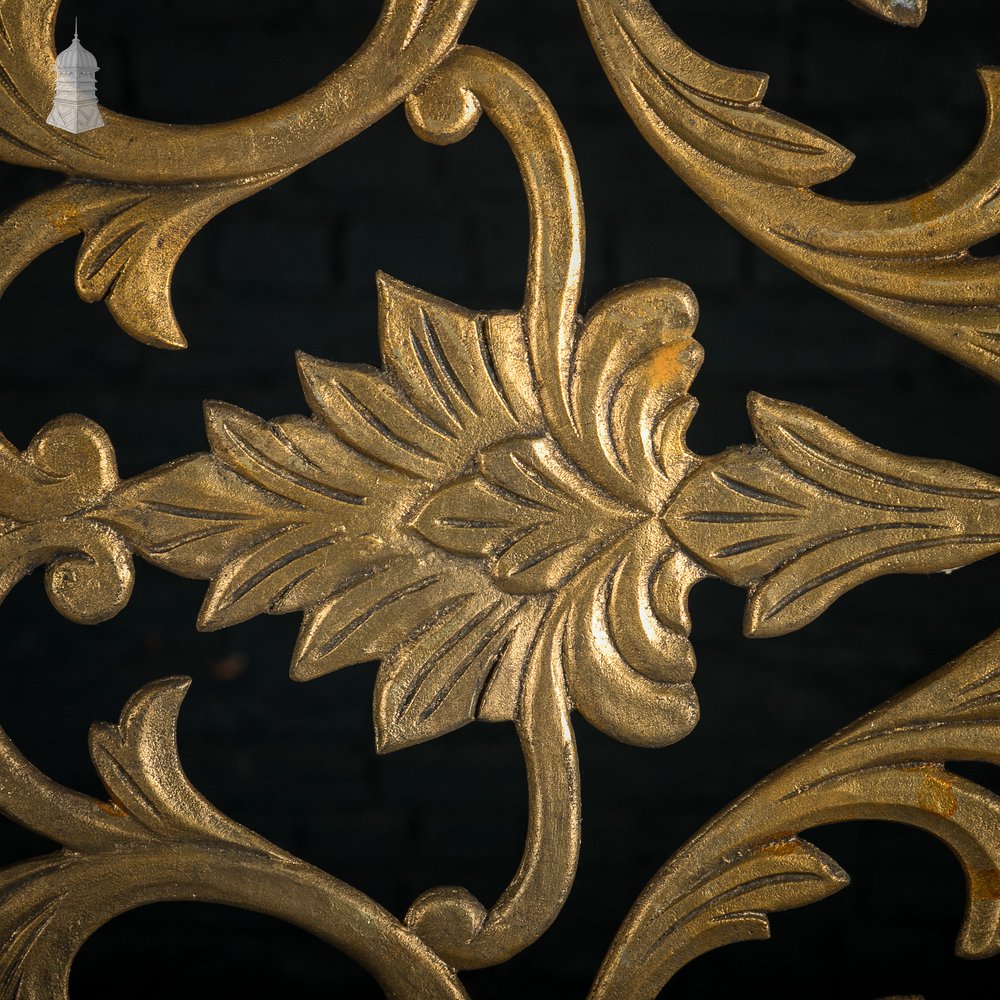 12ft Cast Metal Decorative Screen – Ornate Gold Leaf & Vine Design
