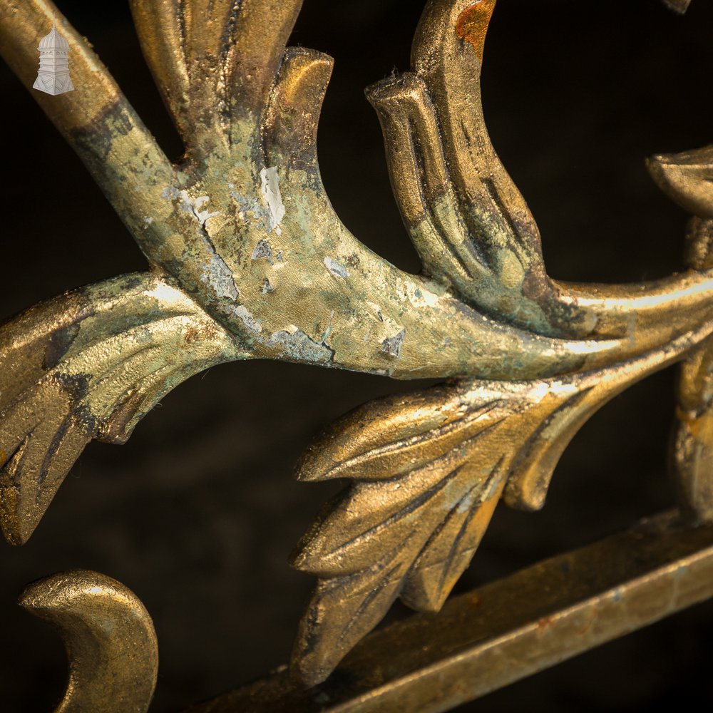 12ft Cast Metal Decorative Screen – Ornate Gold Leaf & Vine Design