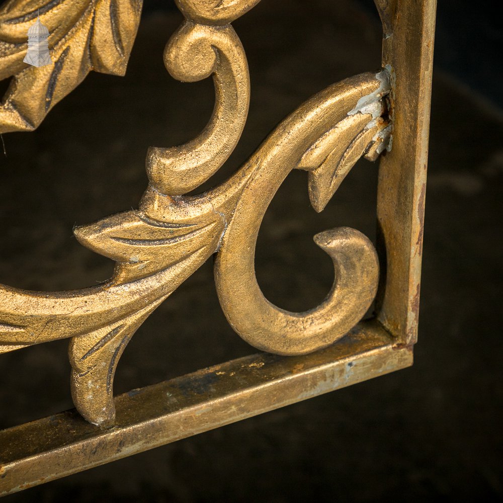 12ft Cast Metal Decorative Screen – Ornate Gold Leaf & Vine Design
