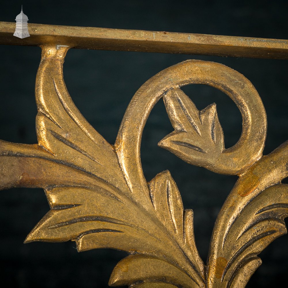 12ft Cast Metal Decorative Screen – Ornate Gold Leaf & Vine Design