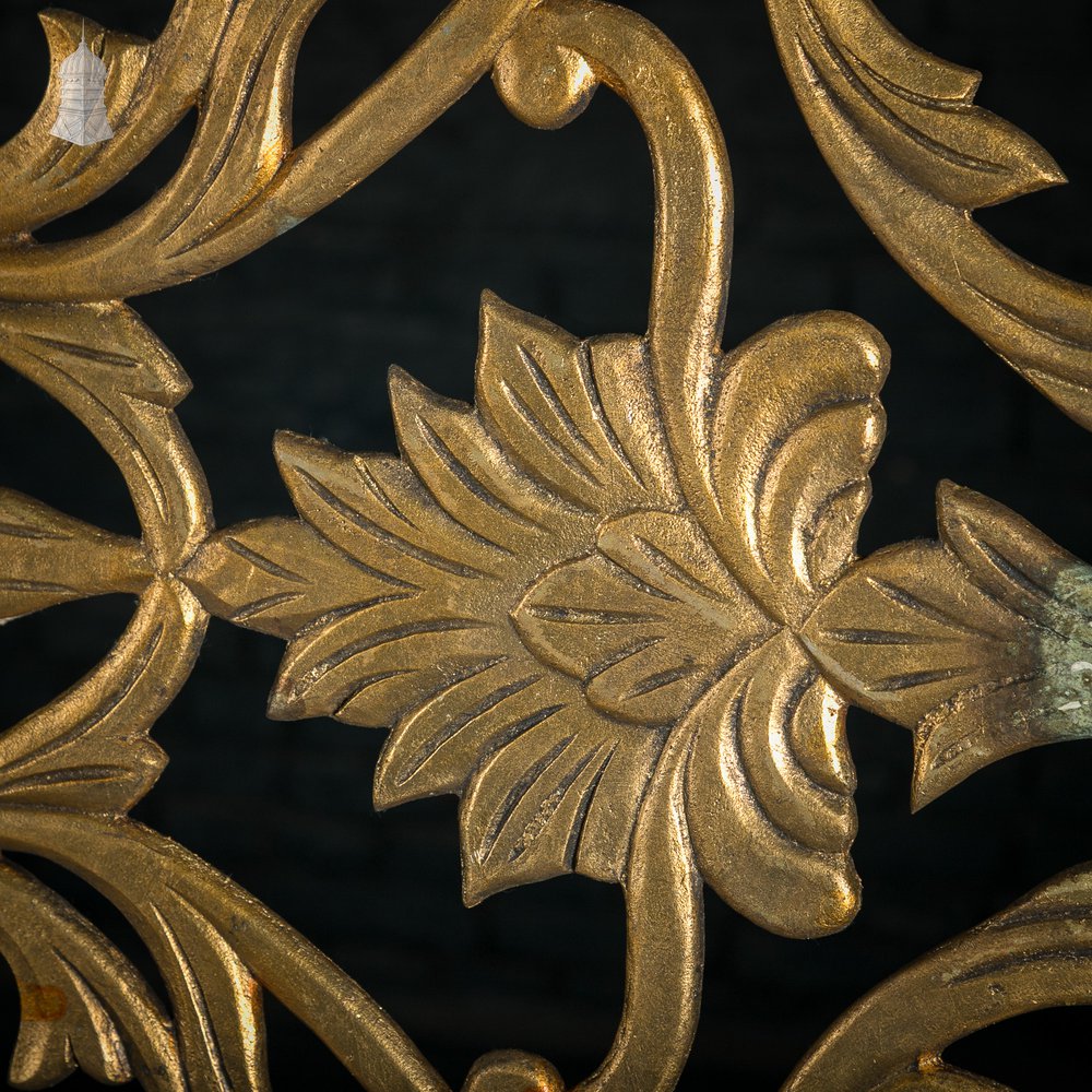 12ft Cast Metal Decorative Screen – Ornate Gold Leaf & Vine Design