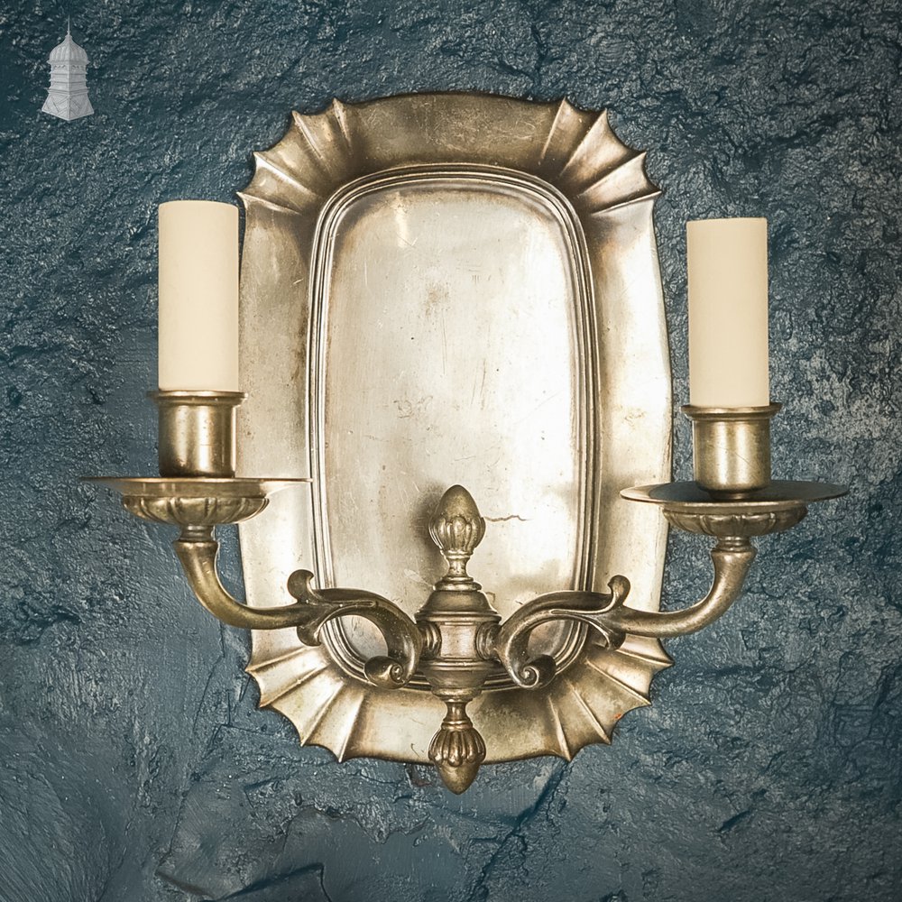 Pair of Two Arm Wall Sconces, Rewired