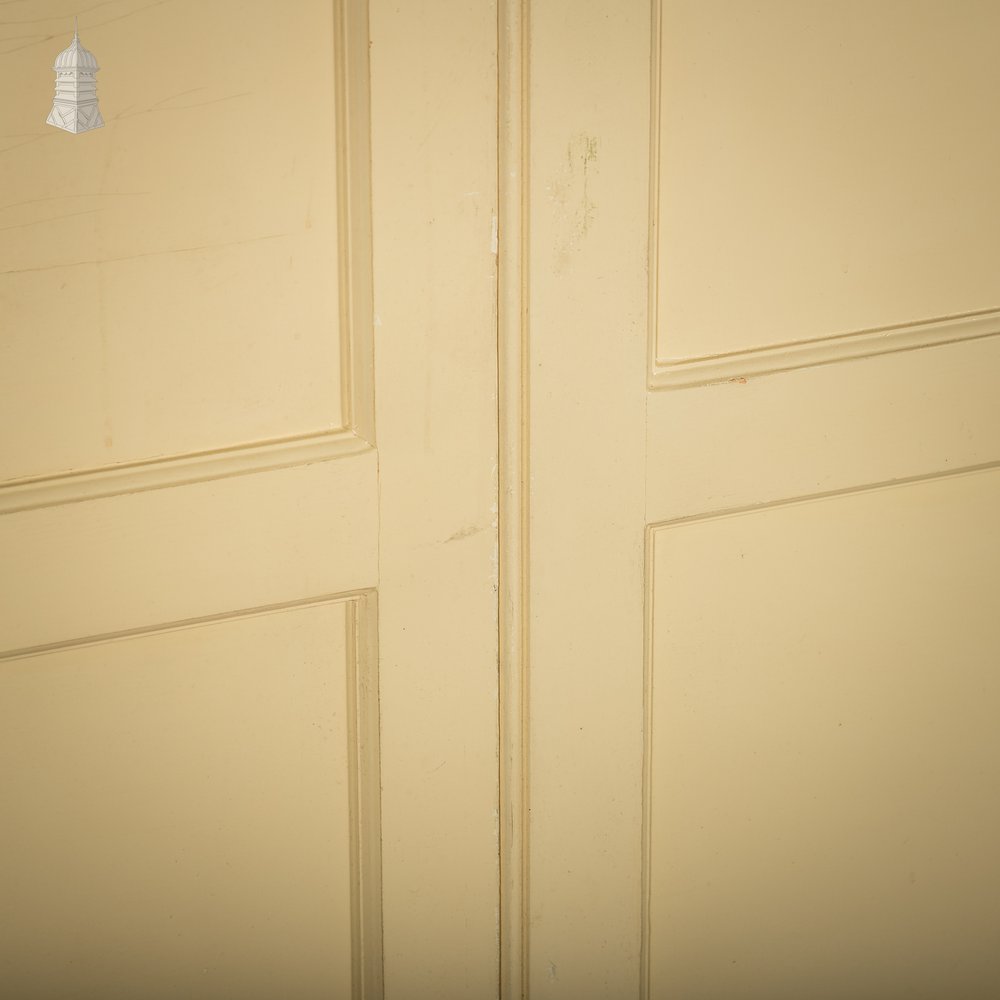 Pine Paneled Doors, 3 Pairs of 1920’s 4 Panel Painted Cupboard Doors