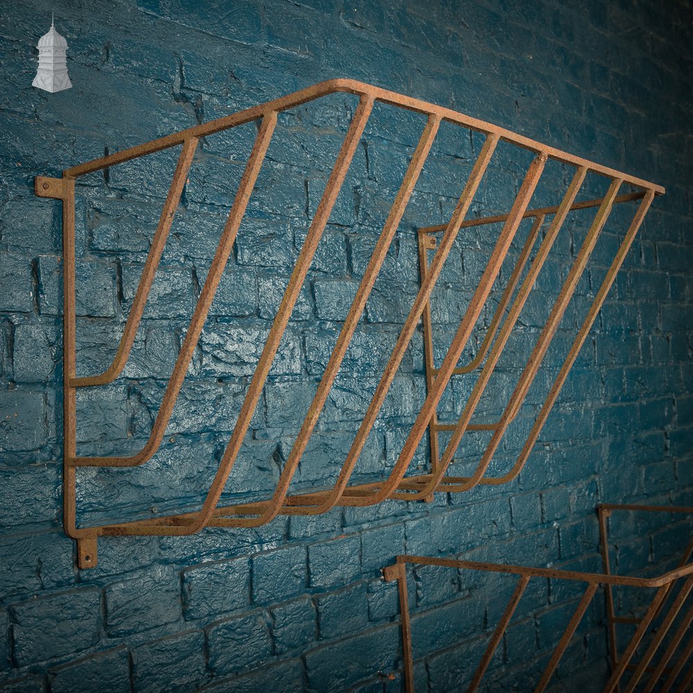 Equine Stable Feeders - Pair of Wrought Iron Wall-Mounted Hay Baskets