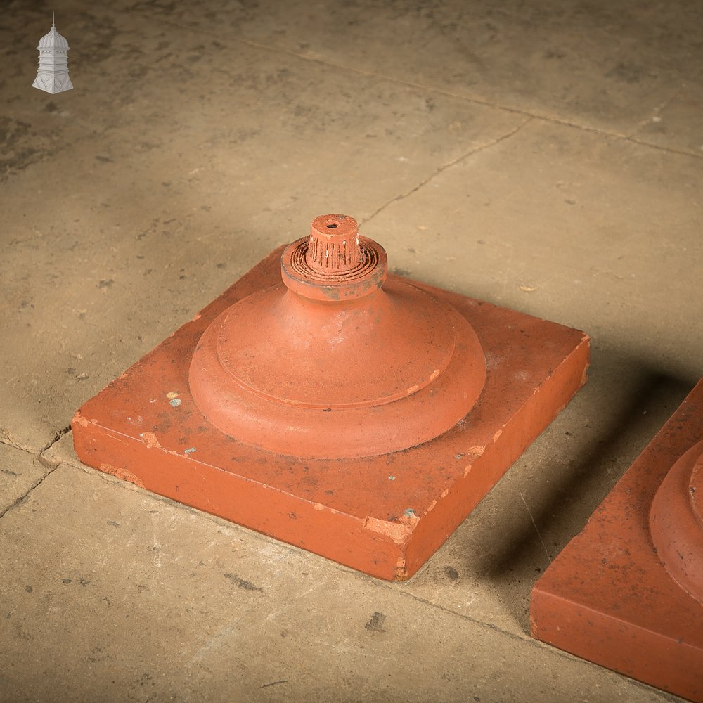 Terracotta Urn Bases, Pair of Pier Caps