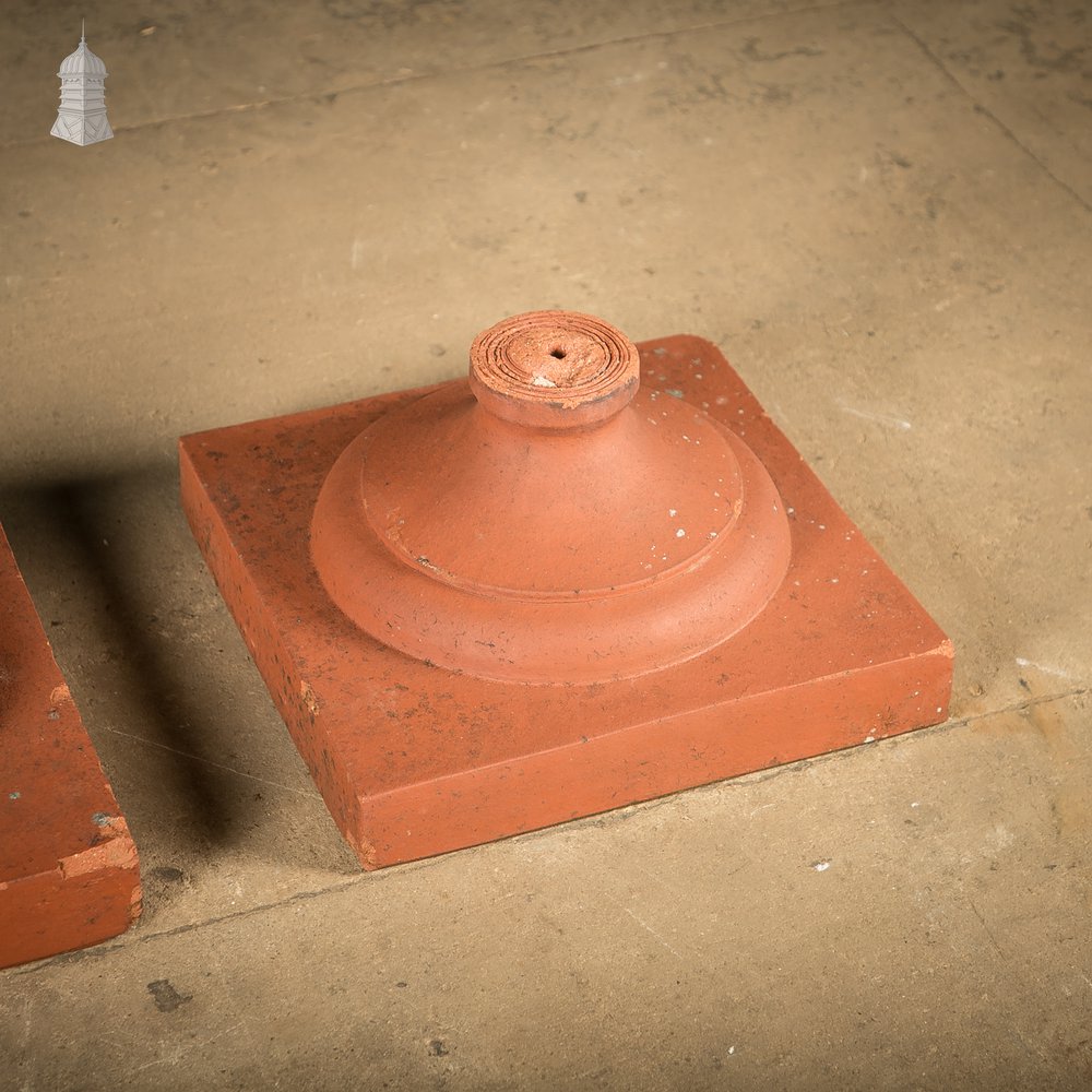Terracotta Urn Bases, Pair of Pier Caps