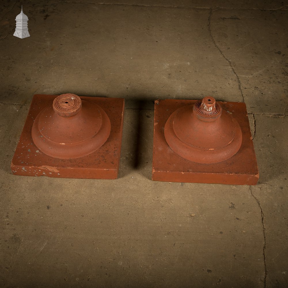 Terracotta Urn Bases, Pair of Pier Caps