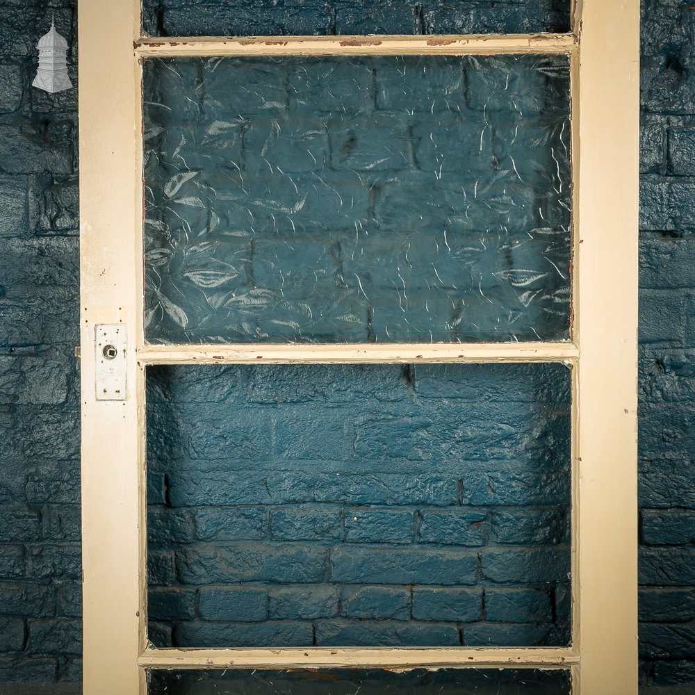 Reclaimed Glazed Door, 4 Panel, Distressed Paint