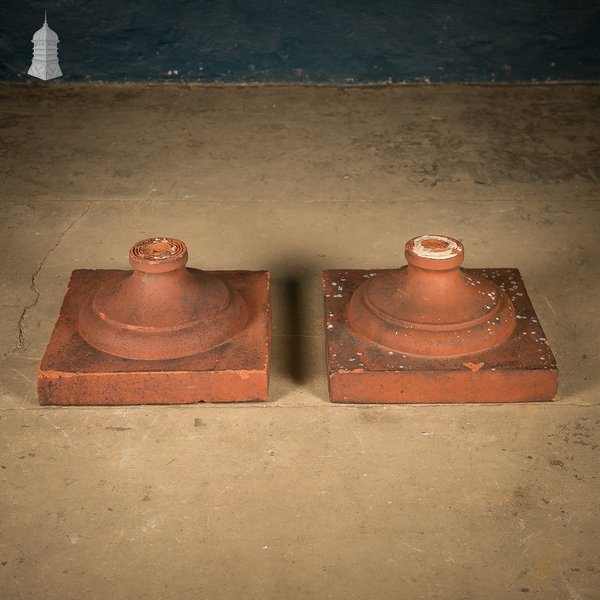 Terracotta Pier Caps, Pair of Urn or Finial Bases