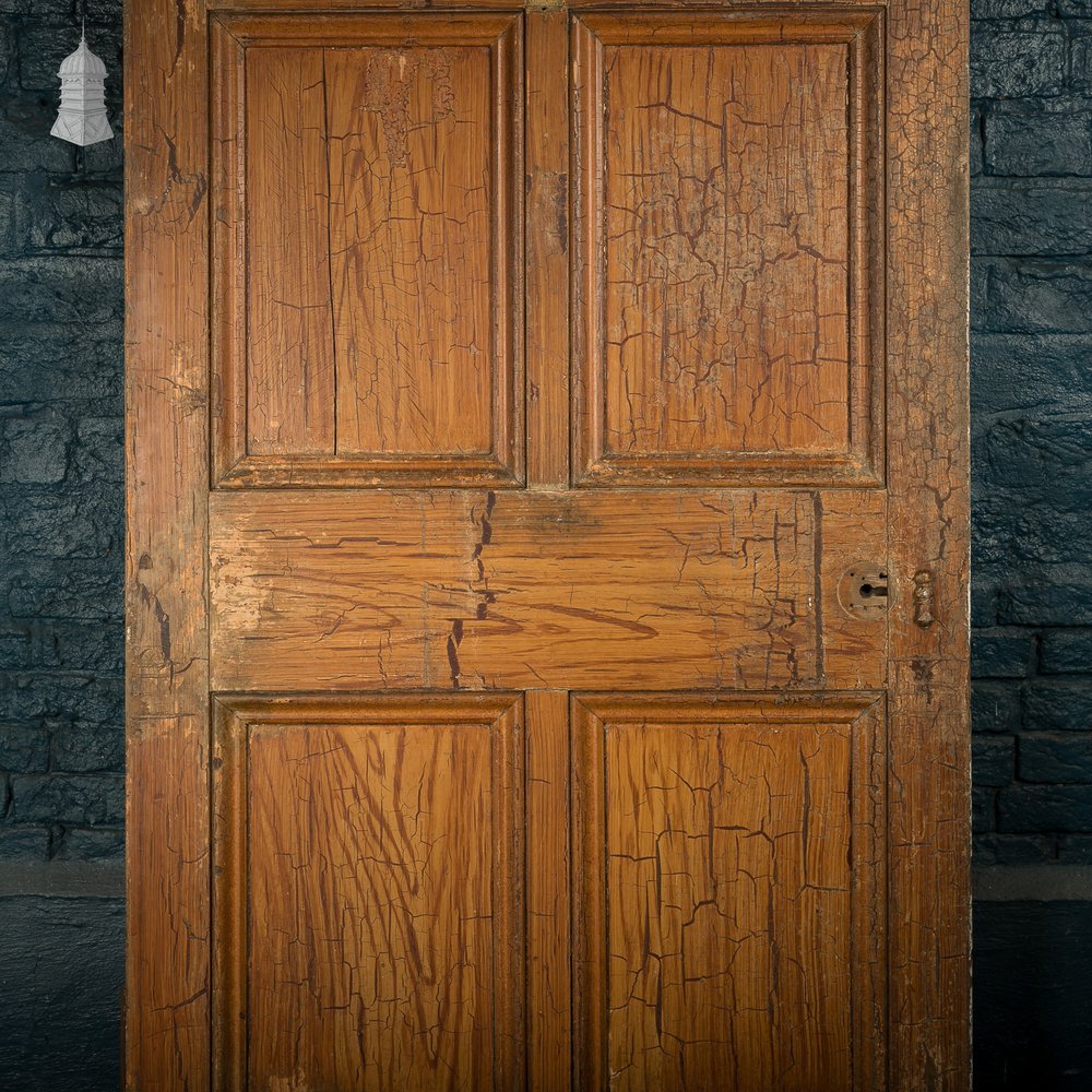 6-Panel Door, Faux Woodgrain & Distressed White Paint Finish