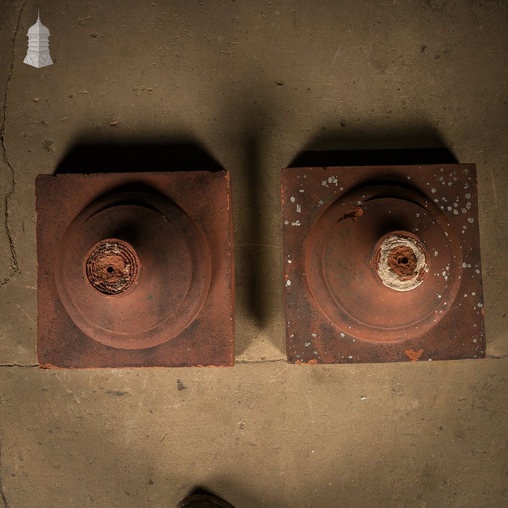 Terracotta Pier Caps, Pair of Urn or Finial Bases