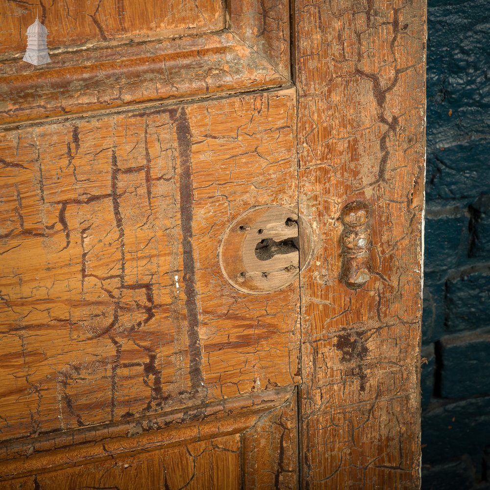 6-Panel Door, Faux Woodgrain & Distressed White Paint Finish