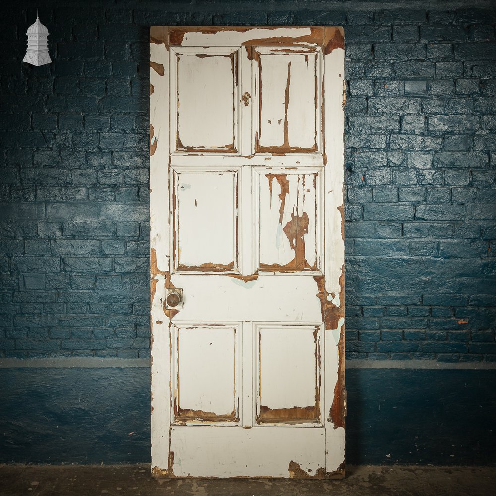 6-Panel Door, Faux Woodgrain & Distressed White Paint Finish