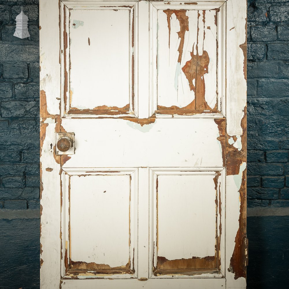 6-Panel Door, Faux Woodgrain & Distressed White Paint Finish