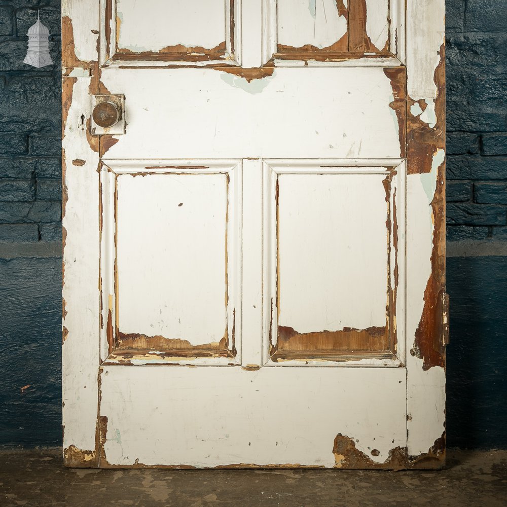 6-Panel Door, Faux Woodgrain & Distressed White Paint Finish