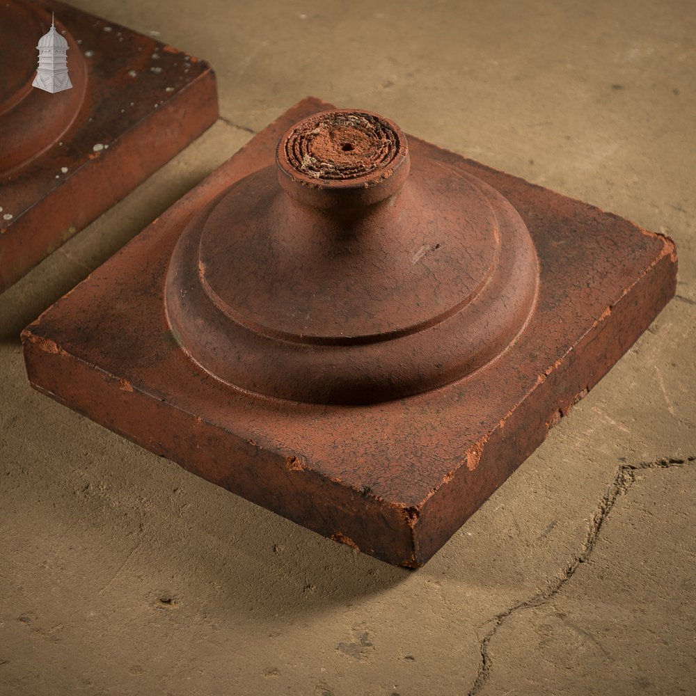 Terracotta Pier Caps, Pair of Urn or Finial Bases