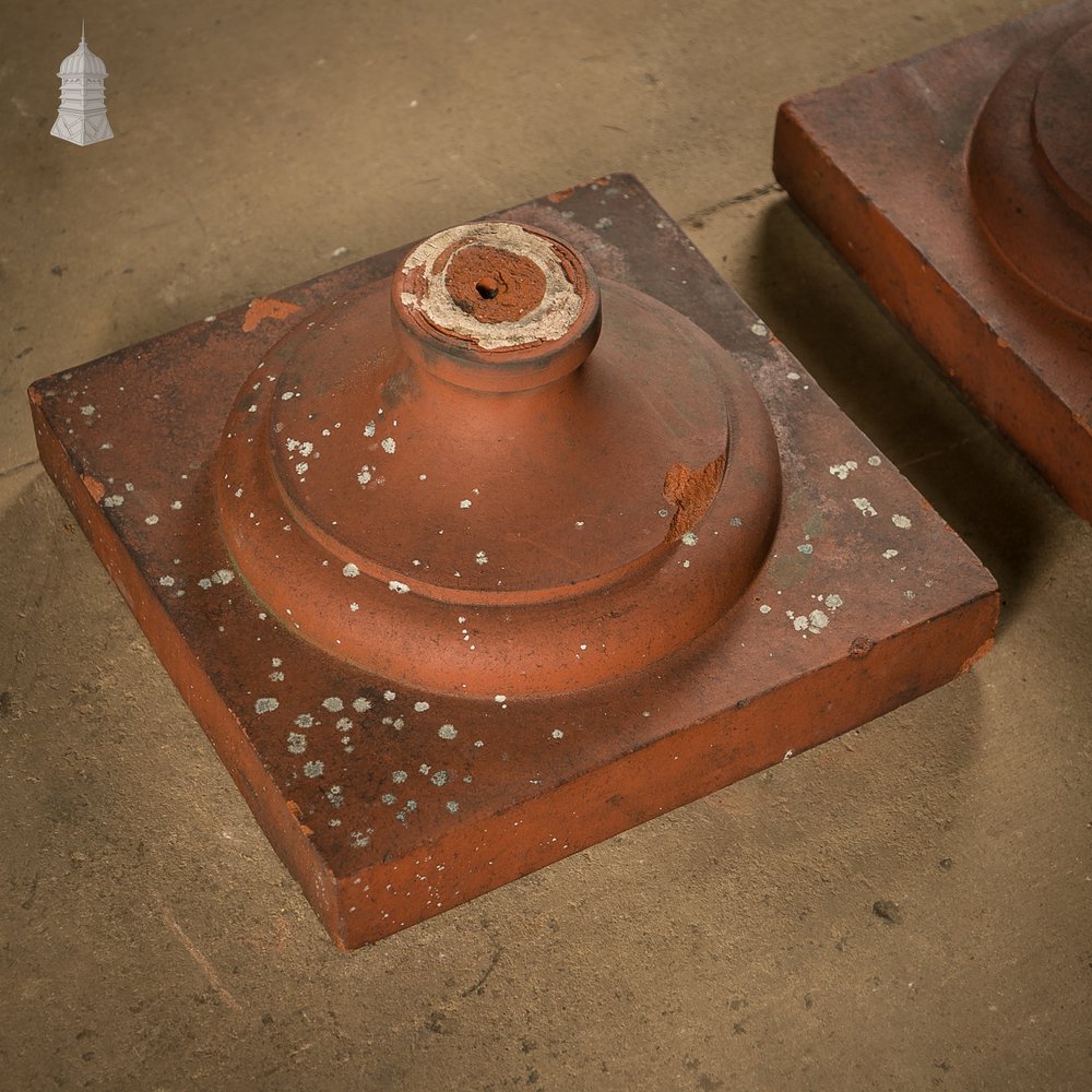 Terracotta Pier Caps, Pair of Urn or Finial Bases