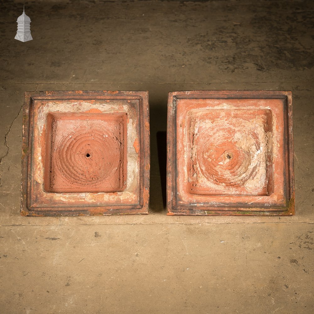 Terracotta Pier Caps, Pair of Urn or Finial Bases