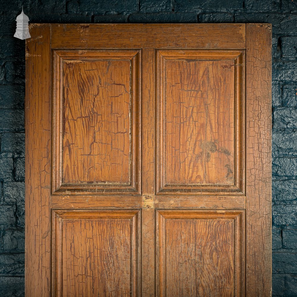 6-Panel Door, Faux Woodgrain & Distressed White Paint Finish