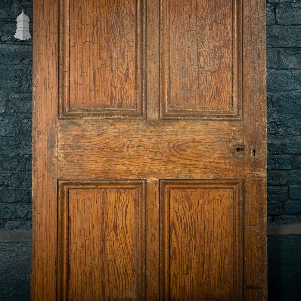6-Panel Door, Faux Woodgrain & Distressed White Paint Finish