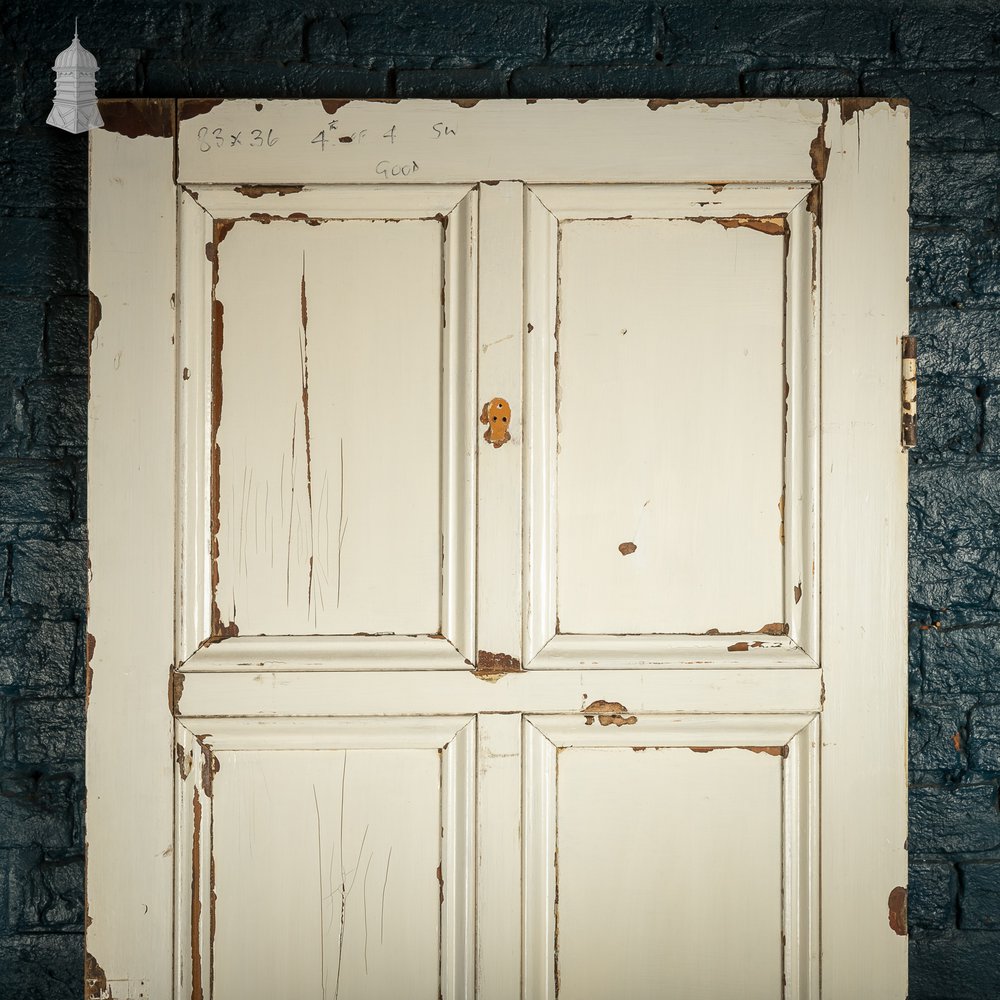 6-Panel Door, Faux Woodgrain & Distressed White Paint Finish