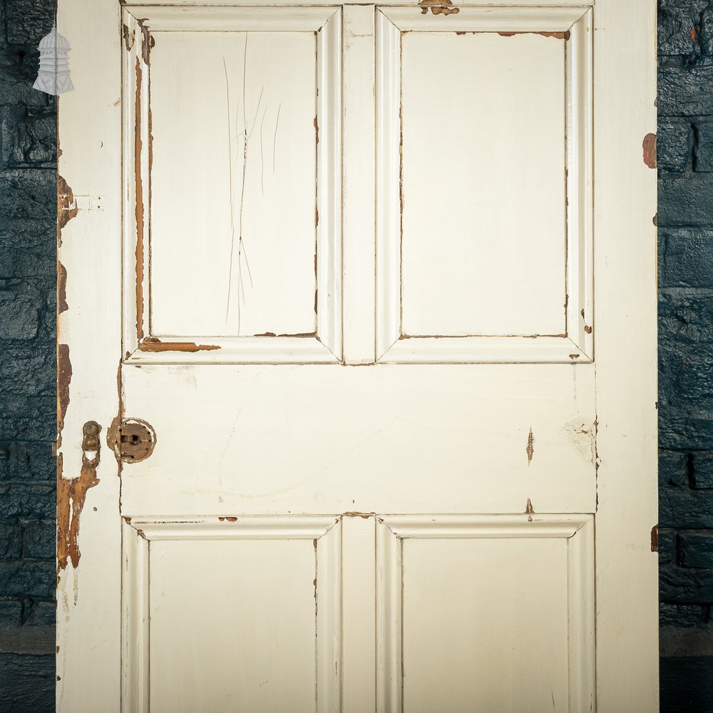 6-Panel Door, Faux Woodgrain & Distressed White Paint Finish