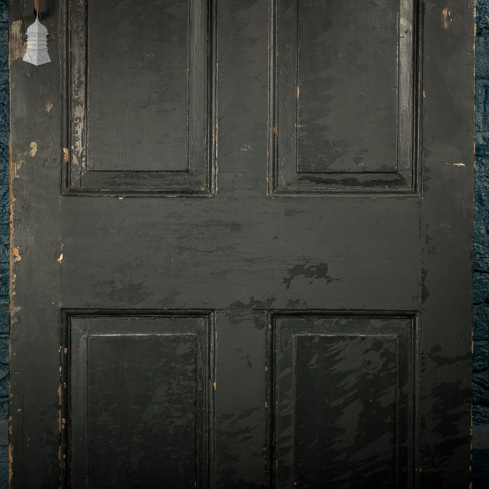 4-Panel Door, Distressed Black Painted Finish