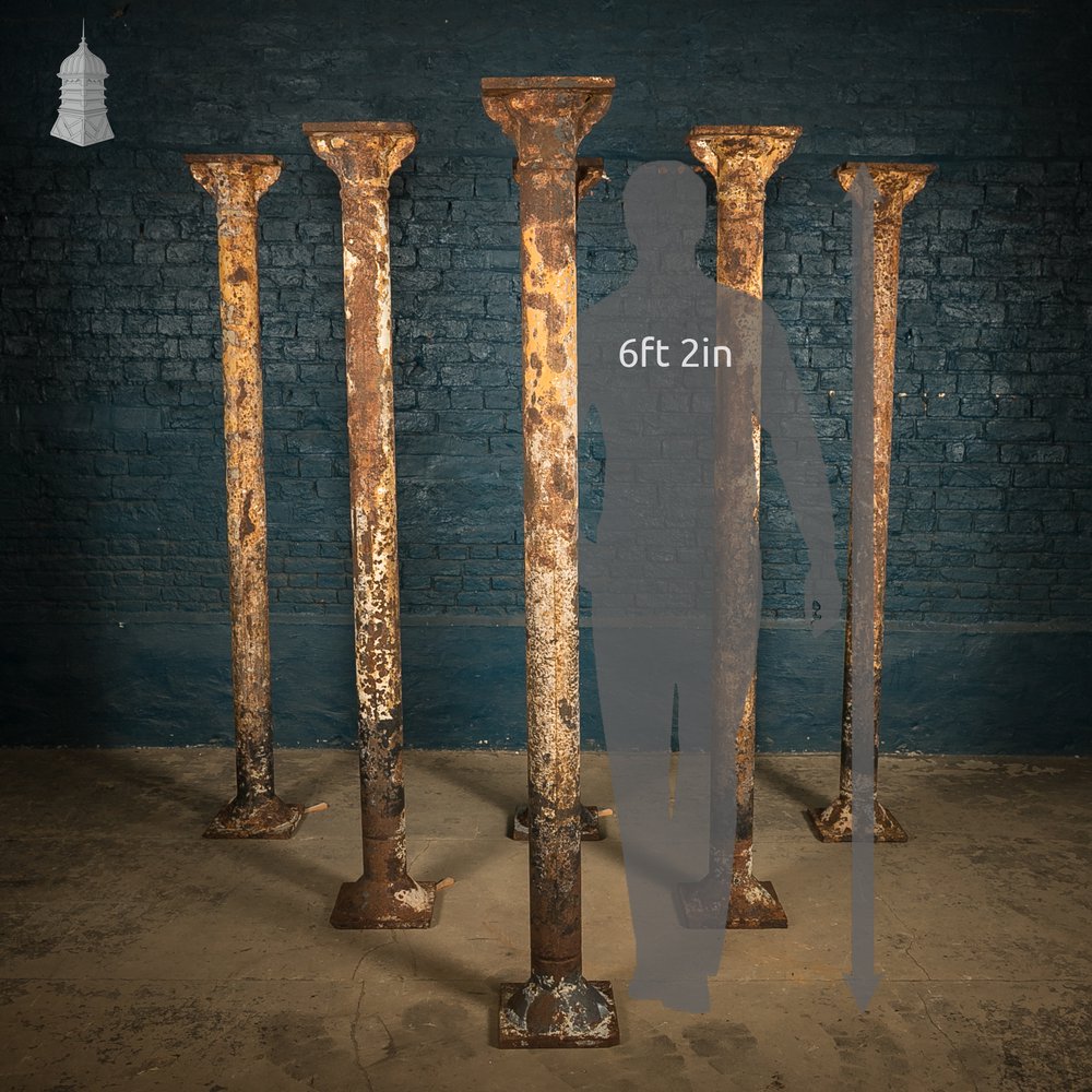 Nine Victorian Columns, Set of Cast Iron Pillars