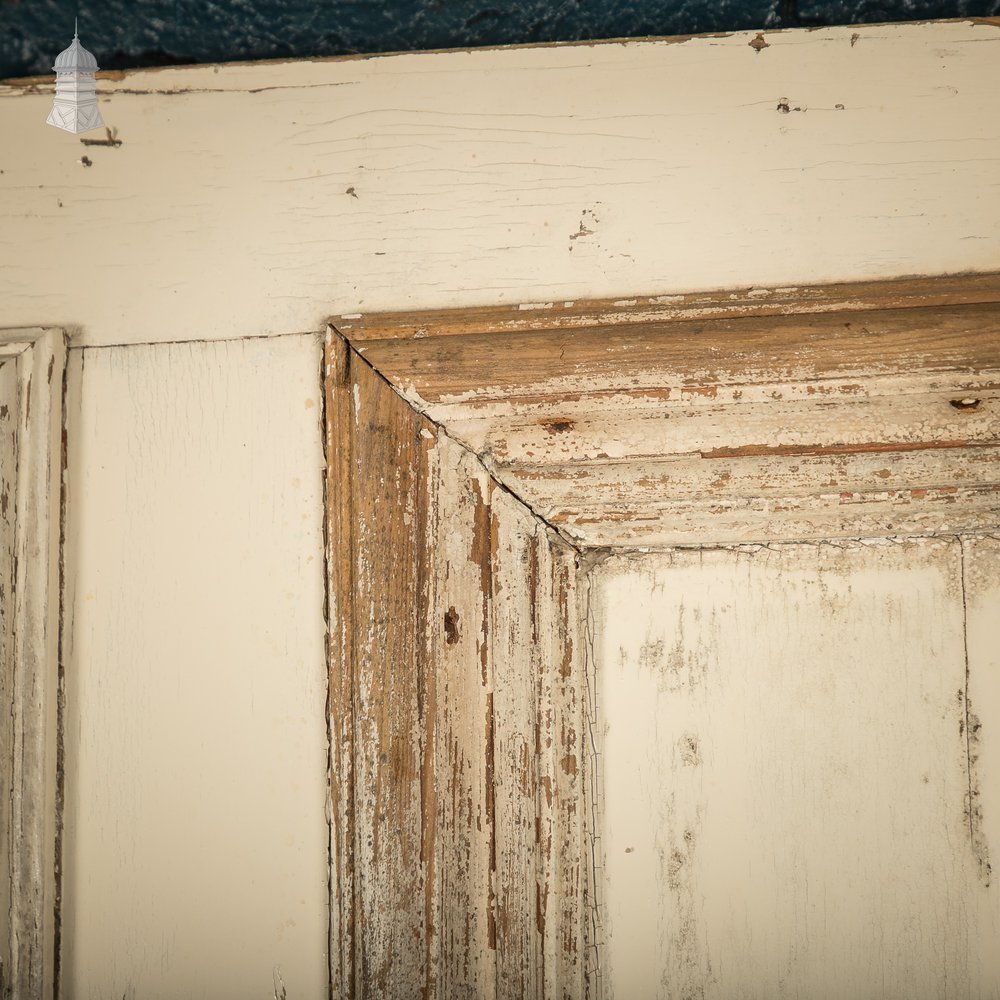 Moulded 4-Panel Door, Reclaimed, Distressed White Paint