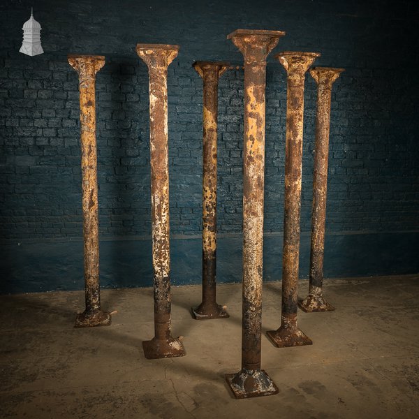 Six Victorian Columns, Set of Cast Iron Pillars