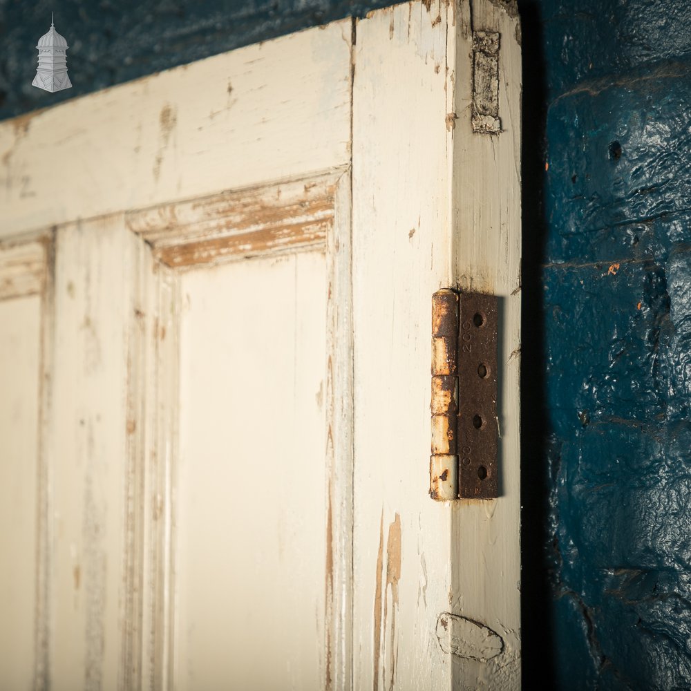 Moulded 4-Panel Door, Reclaimed, Distressed White Paint