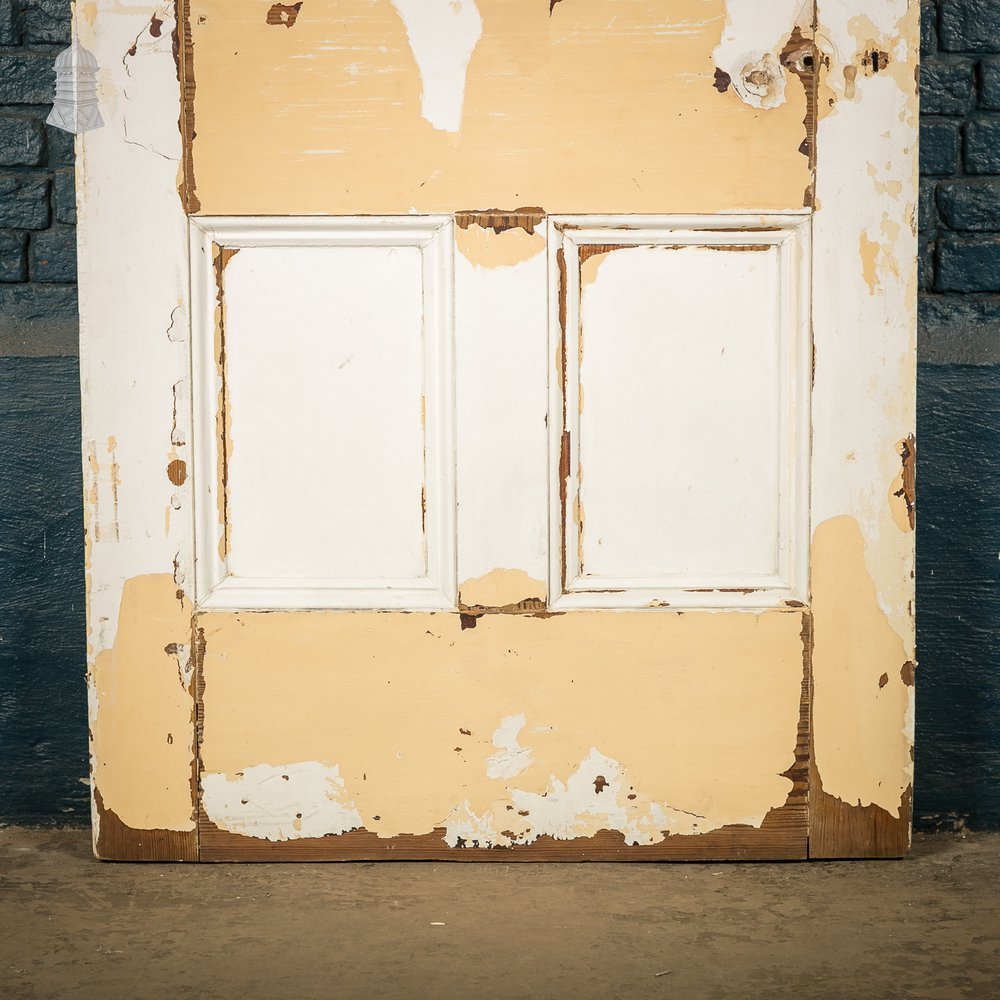 Moulded 4-Panel Door, Reclaimed, Distressed White Paint