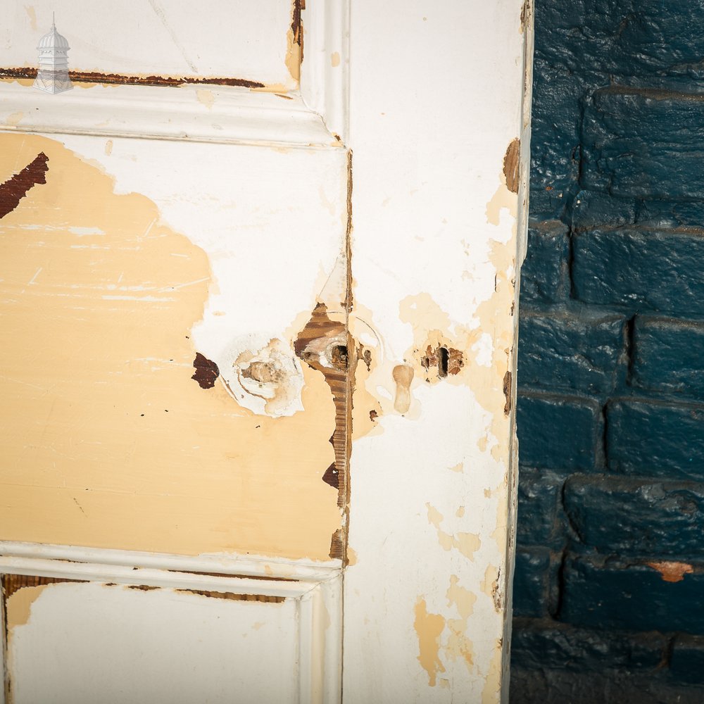 Moulded 4-Panel Door, Reclaimed, Distressed White Paint