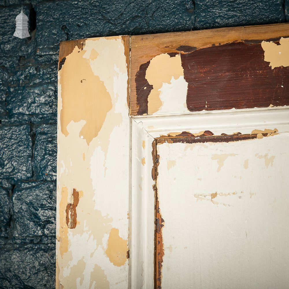 Moulded 4-Panel Door, Reclaimed, Distressed White Paint
